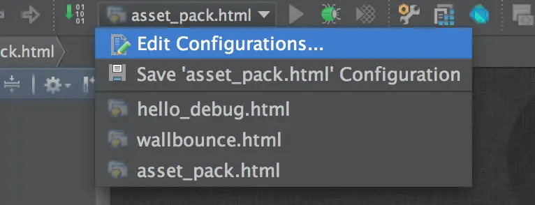 Edit Configuration dropdown in Jetbrains IntelliJ/WebStorm Edit Configuration dropdown in Jetbrains IntelliJ/WebStorm